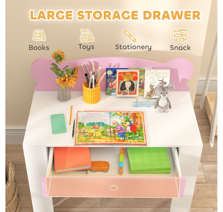 Image 976776_ALTMORE4.jpg, Product 976-776 / Price $109.99, Kids Desk and Chair Set, Study Table and Chair with Storage Drawer, Pink from Qaba on TSC.ca's Home & Garden department