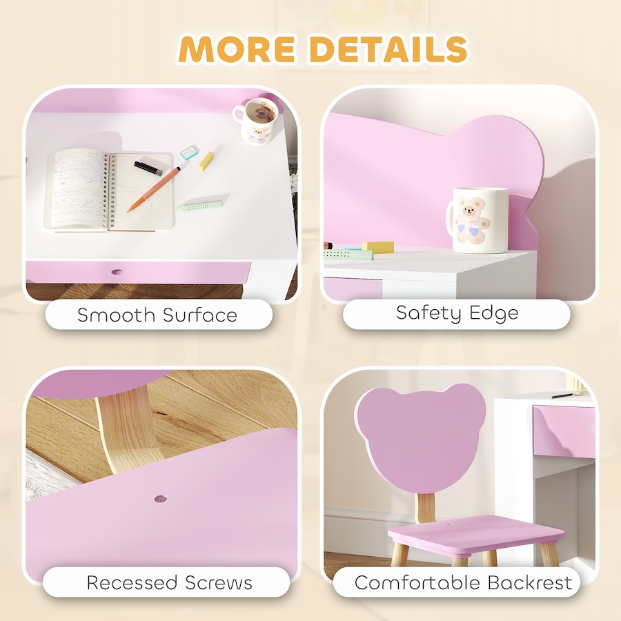 Image 976776_ALTMORE5.jpg, Product 976-776 / Price $99.99, Kids Desk and Chair Set, Study Table and Chair with Storage Drawer, Pink from Qaba on TSC.ca's Home & Garden department