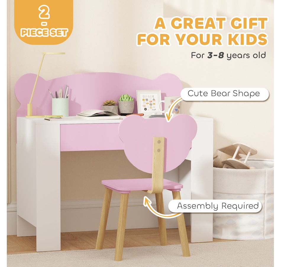Image 976776_ALTMORE6.jpg, Product 976-776 / Price $109.99, Kids Desk and Chair Set, Study Table and Chair with Storage Drawer, Pink from Qaba on TSC.ca's Home & Garden department