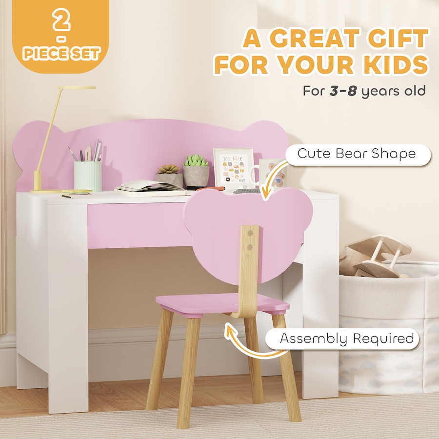 Image 976776_ALTMORE6.jpg, Product 976-776 / Price $99.99, Kids Desk and Chair Set, Study Table and Chair with Storage Drawer, Pink from Qaba on TSC.ca's Home & Garden department