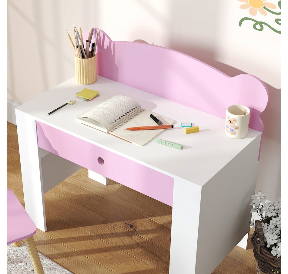 Image 976776_ALTMORE8.jpg, Product 976-776 / Price $109.99, Kids Desk and Chair Set, Study Table and Chair with Storage Drawer, Pink from Qaba on TSC.ca's Home & Garden department