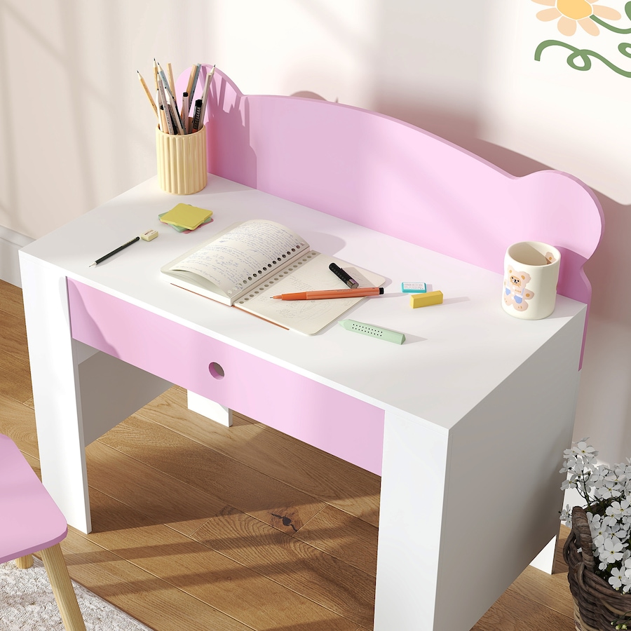 Image 976776_ALTMORE8.jpg, Product 976-776 / Price $99.99, Kids Desk and Chair Set, Study Table and Chair with Storage Drawer, Pink from Qaba on TSC.ca's Home & Garden department