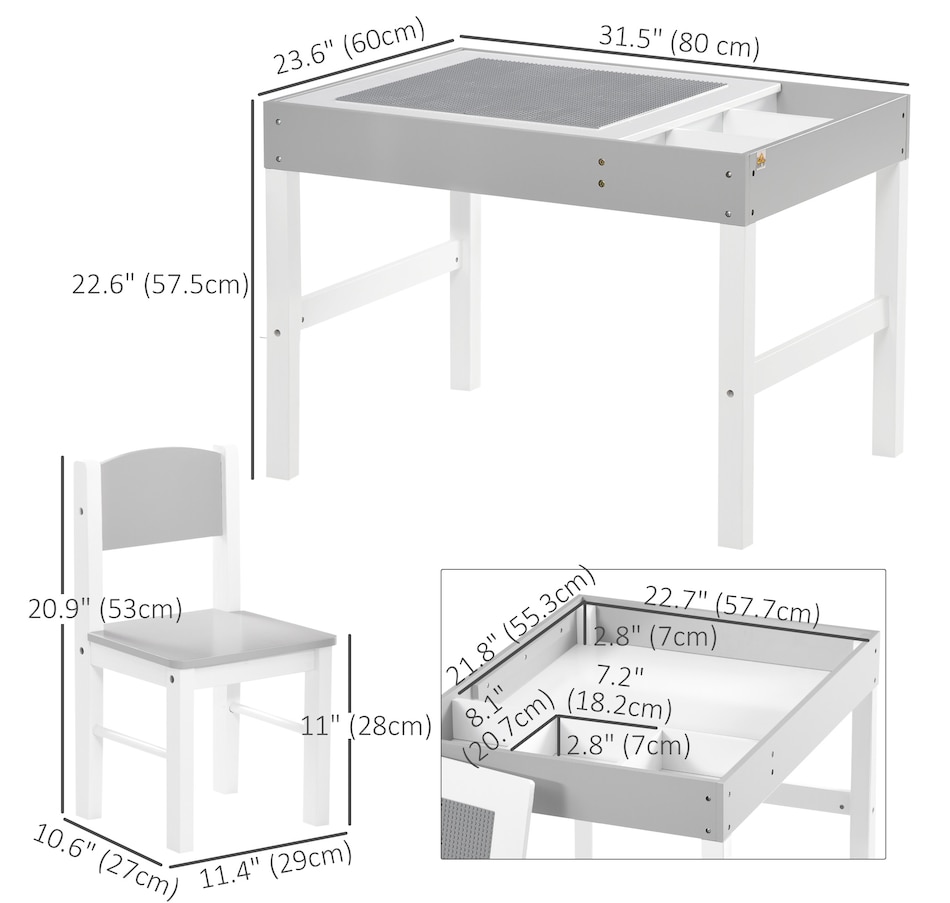 Image 976778_ALTMORE2.jpg, Product 976-778 / Price $136.99, Qaba Lego Table with Storage, Kids Table and Chair Set for Arts & Crafts from Qaba on TSC.ca's Home & Garden department