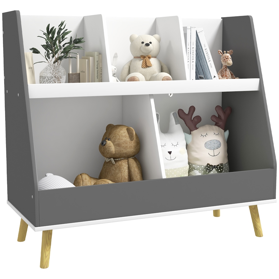 Image 976780.jpg, Product 976-780 / Price $62.99, Qaba Toy Storage Organizer with 5 Compartments, Anti-Tip Device, Grey from Qaba on TSC.ca's Home & Garden department