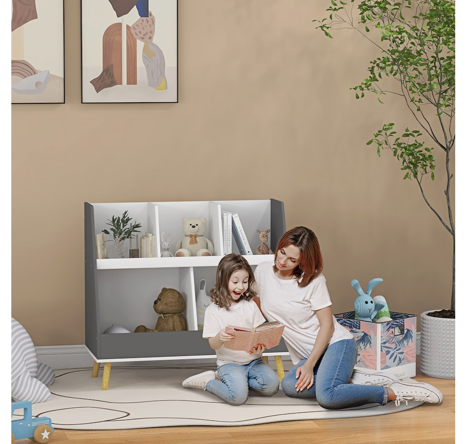 Image 976780_ALTMORE1.jpg, Product 976-780 / Price $78.99, Qaba Toy Storage Organizer with 5 Compartments, Anti-Tip Device, Grey from Qaba on TSC.ca's Home & Garden department