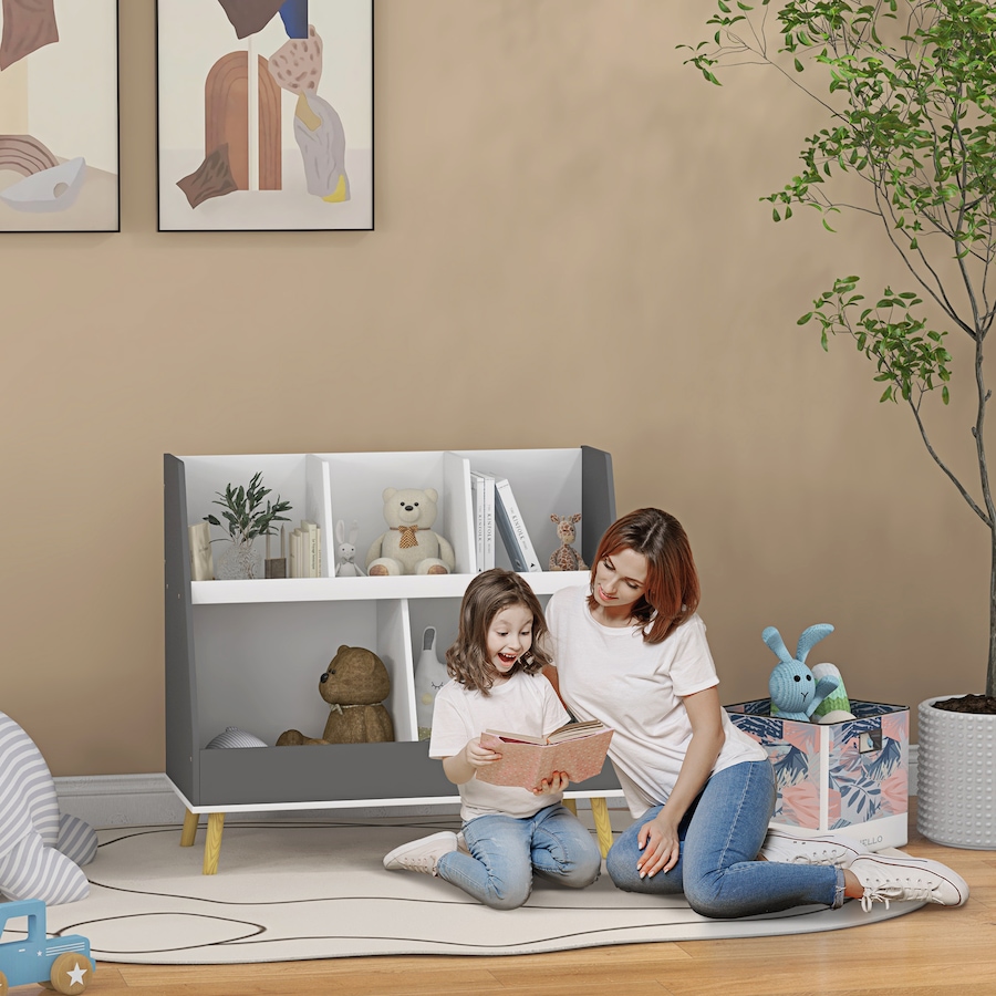 Image 976780_ALTMORE1.jpg, Product 976-780 / Price $62.99, Qaba Toy Storage Organizer with 5 Compartments, Anti-Tip Device, Grey from Qaba on TSC.ca's Home & Garden department