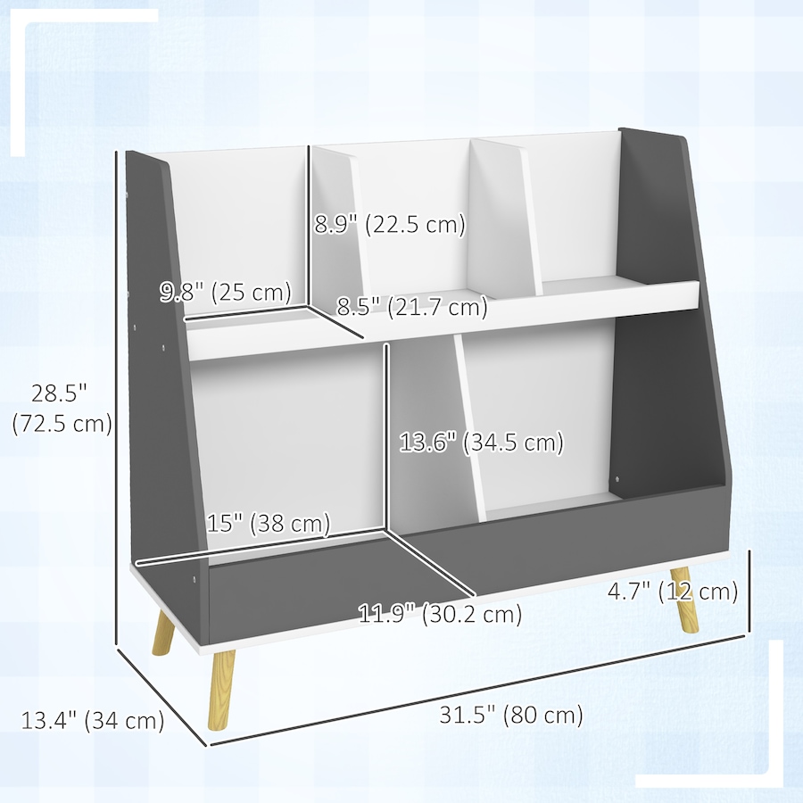 Image 976780_ALTMORE2.jpg, Product 976-780 / Price $62.99, Qaba Toy Storage Organizer with 5 Compartments, Anti-Tip Device, Grey from Qaba on TSC.ca's Home & Garden department
