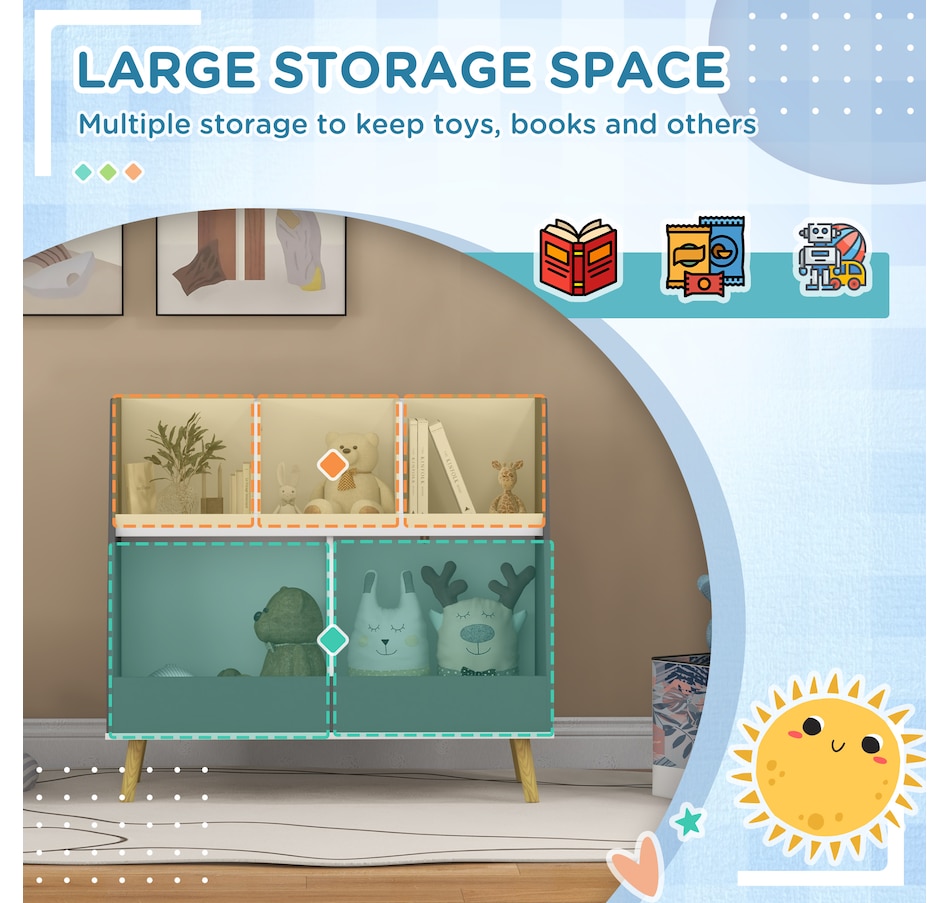 Image 976780_ALTMORE3.jpg, Product 976-780 / Price $78.99, Qaba Toy Storage Organizer with 5 Compartments, Anti-Tip Device, Grey from Qaba on TSC.ca's Home & Garden department