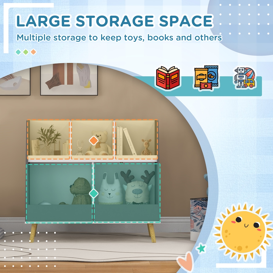 Image 976780_ALTMORE3.jpg, Product 976-780 / Price $62.99, Qaba Toy Storage Organizer with 5 Compartments, Anti-Tip Device, Grey from Qaba on TSC.ca's Home & Garden department