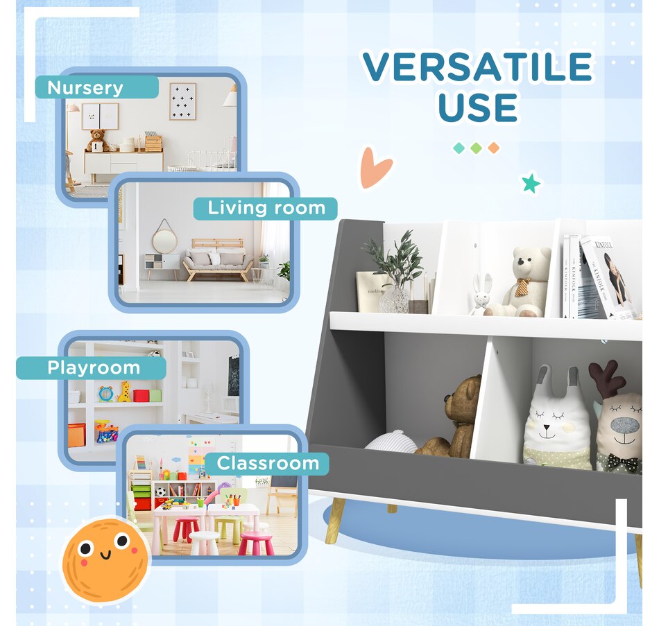 Image 976780_ALTMORE4.jpg, Product 976-780 / Price $78.99, Qaba Toy Storage Organizer with 5 Compartments, Anti-Tip Device, Grey from Qaba on TSC.ca's Home & Garden department