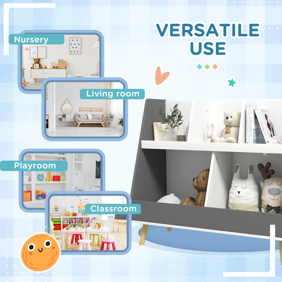Image 976780_ALTMORE4.jpg, Product 976-780 / Price $62.99, Qaba Toy Storage Organizer with 5 Compartments, Anti-Tip Device, Grey from Qaba on TSC.ca's Home & Garden department