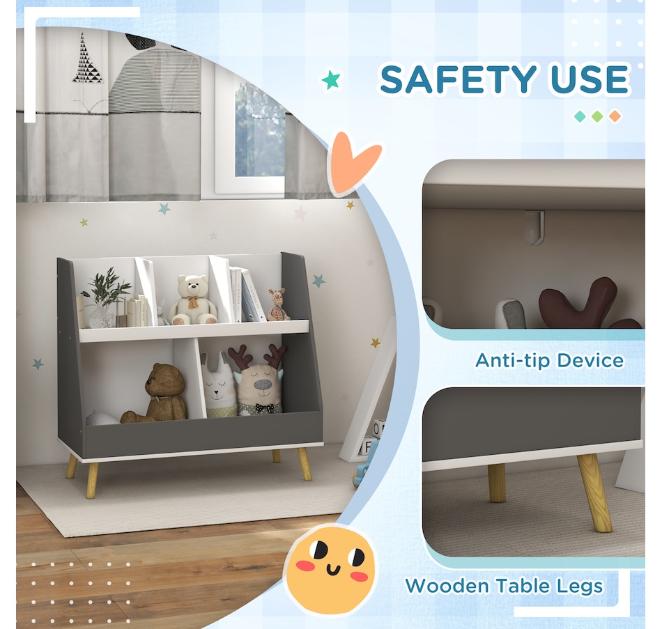 Image 976780_ALTMORE5.jpg, Product 976-780 / Price $78.99, Qaba Toy Storage Organizer with 5 Compartments, Anti-Tip Device, Grey from Qaba on TSC.ca's Home & Garden department