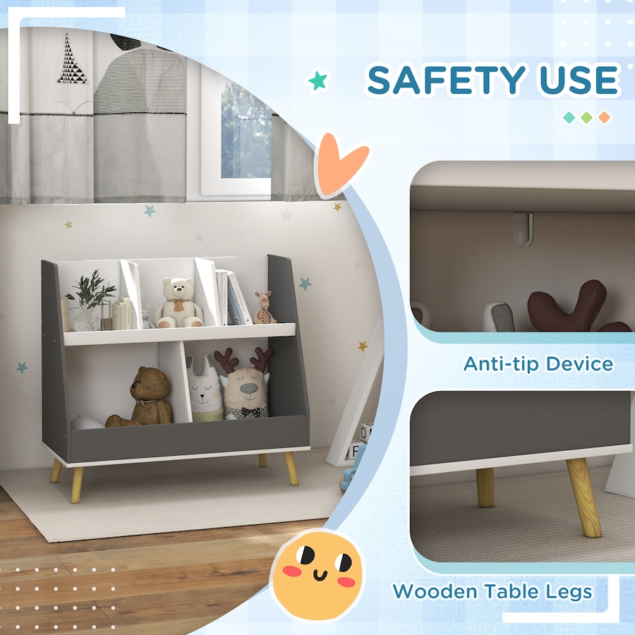 Image 976780_ALTMORE5.jpg, Product 976-780 / Price $62.99, Qaba Toy Storage Organizer with 5 Compartments, Anti-Tip Device, Grey from Qaba on TSC.ca's Home & Garden department