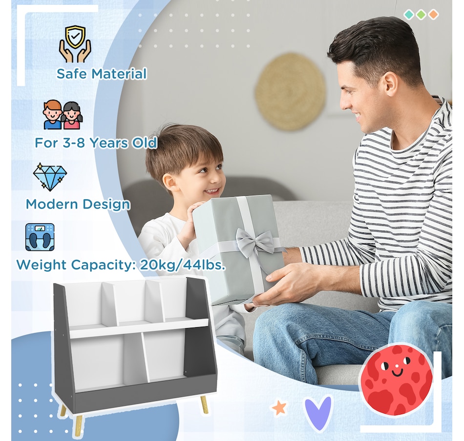 Image 976780_ALTMORE6.jpg, Product 976-780 / Price $78.99, Qaba Toy Storage Organizer with 5 Compartments, Anti-Tip Device, Grey from Qaba on TSC.ca's Home & Garden department