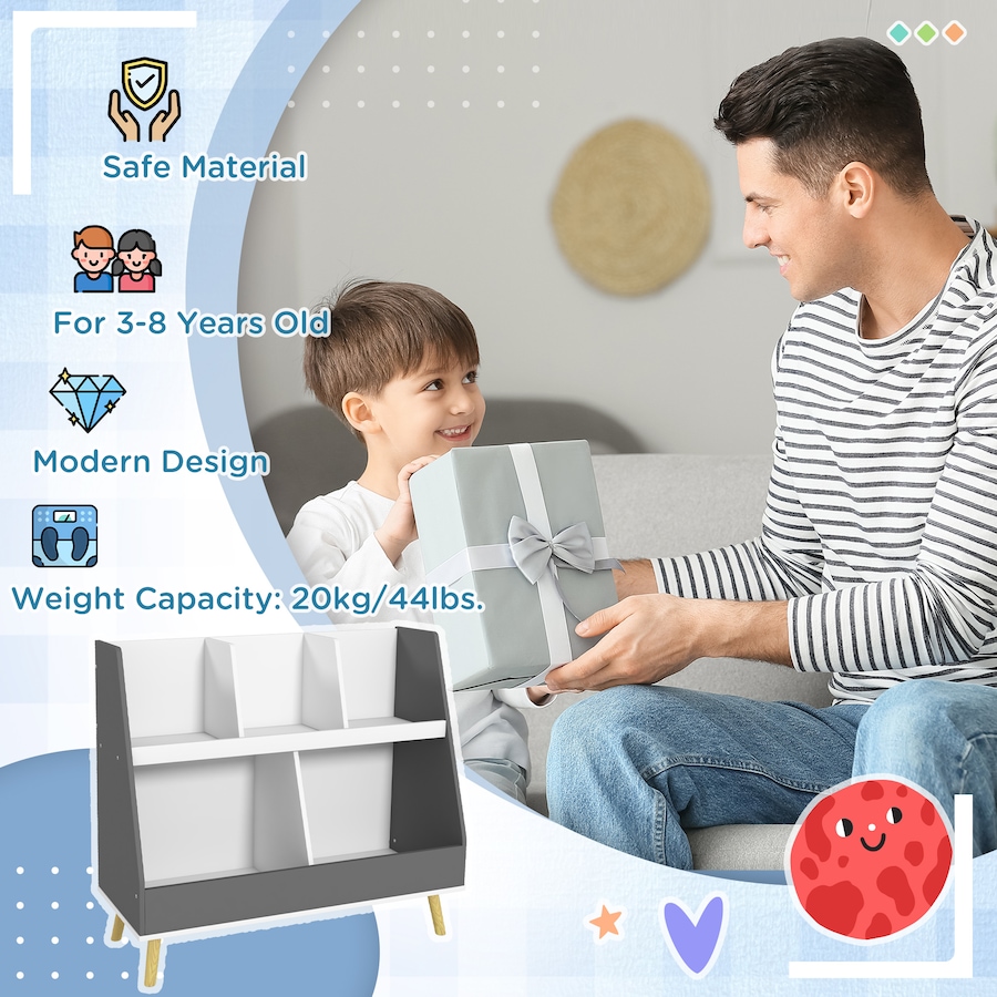 Image 976780_ALTMORE6.jpg, Product 976-780 / Price $62.99, Qaba Toy Storage Organizer with 5 Compartments, Anti-Tip Device, Grey from Qaba on TSC.ca's Home & Garden department