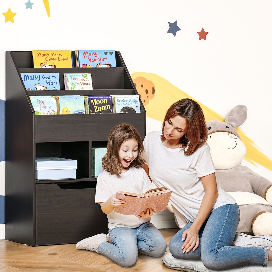 Image 976781_ALTMORE1.jpg, Product 976-781 / Price $109.99, HOMCOM Kids Bookshelf Bookcase, Rack Organizer with Drawer for Books, Brown from HOMCOM on TSC.ca's Home & Garden department