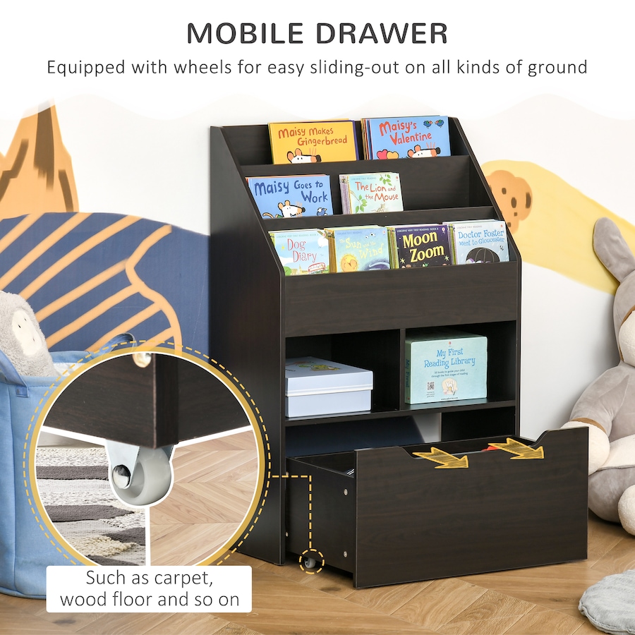 Image 976781_ALTMORE4.jpg, Product 976-781 / Price $109.99, HOMCOM Kids Bookshelf Bookcase, Rack Organizer with Drawer for Books, Brown from HOMCOM on TSC.ca's Home & Garden department