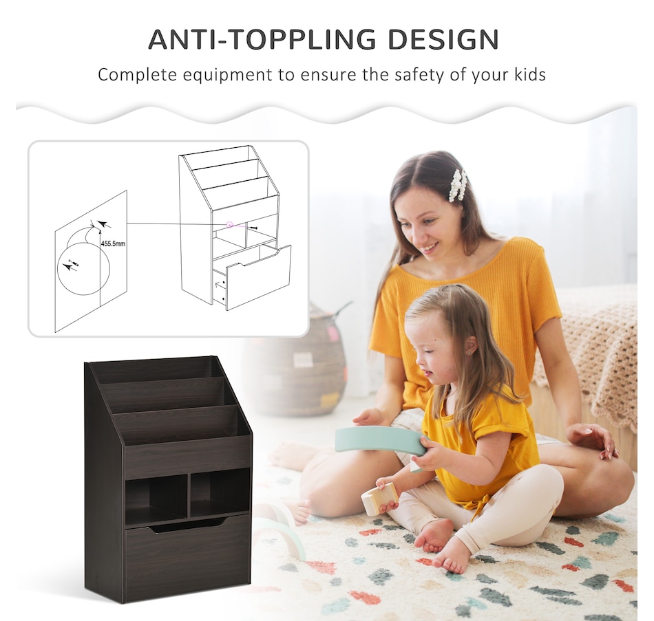 Image 976781_ALTMORE5.jpg, Product 976-781 / Price $117.99, HOMCOM Kids Bookshelf Bookcase, Rack Organizer with Drawer for Books, Brown from HOMCOM on TSC.ca's Home & Garden department