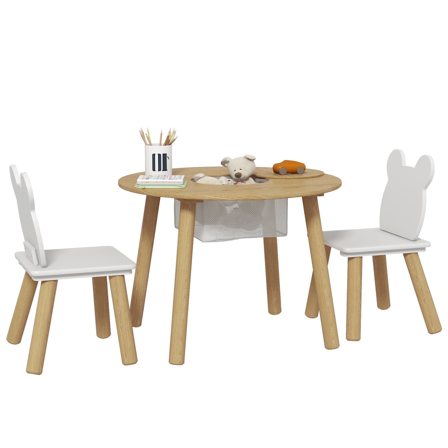 Image 976782.jpg, Product 976-782 / Price $72.99, Qaba 3 Pieces Kids Table and Chair Set with Mesh Bag, Bear-Shaped Chairs from Qaba on TSC.ca's Home & Garden department