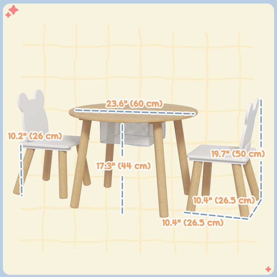Image 976782_ALTMORE2.jpg, Product 976-782 / Price $72.99, Qaba 3 Pieces Kids Table and Chair Set with Mesh Bag, Bear-Shaped Chairs from Qaba on TSC.ca's Home & Garden department