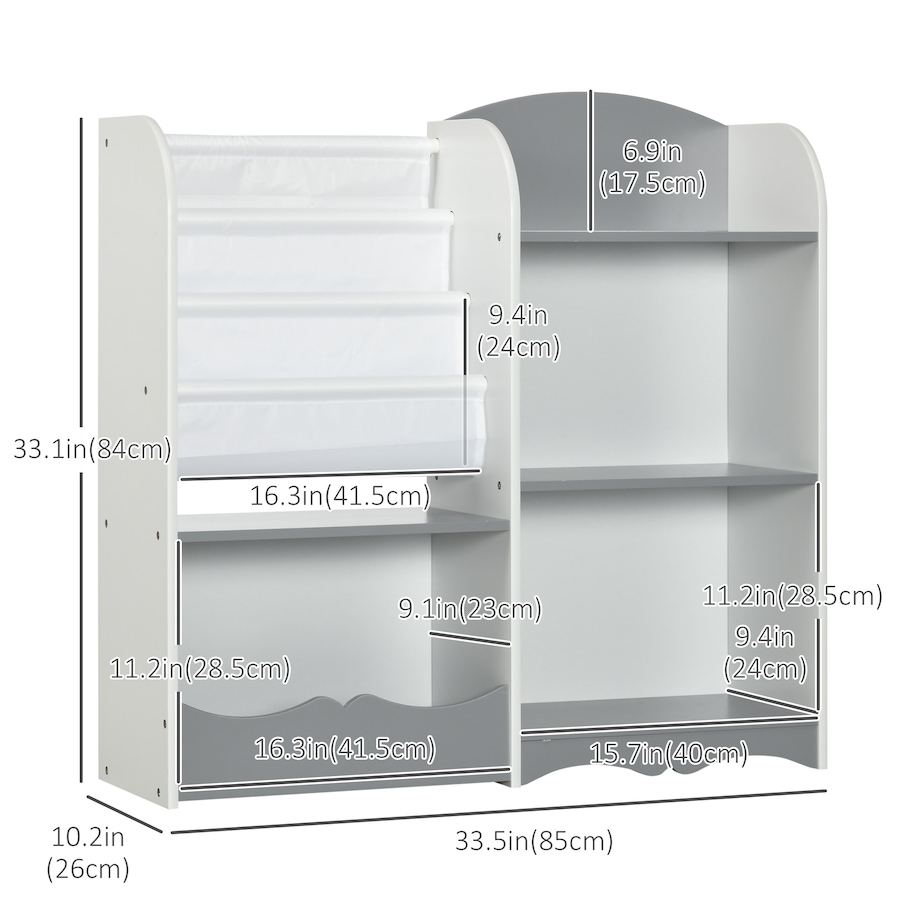 Image 976784_ALTMORE2.jpg, Product 976-784 / Price $64.99, Qaba Kids Toy Storage Organizer Shelf, Children Bookshelf for Bedroom, Grey from Qaba on TSC.ca's Home & Garden department