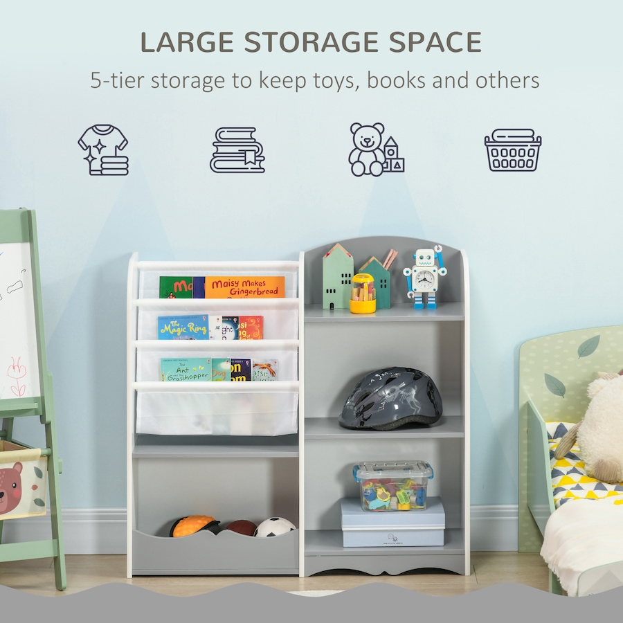 Image 976784_ALTMORE3.jpg, Product 976-784 / Price $64.99, Qaba Kids Toy Storage Organizer Shelf, Children Bookshelf for Bedroom, Grey from Qaba on TSC.ca's Home & Garden department