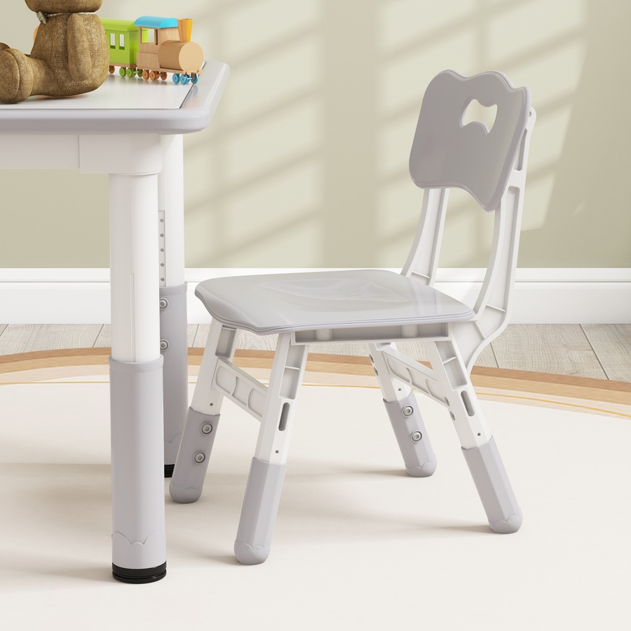 Image 976791_ALTMORE8.jpg, Product 976-791 / Price $99.99, Qaba 3 Pcs Height Adjustable Kids Table and Chair Set w/ Storage, Grey from Qaba on TSC.ca's Home & Garden department