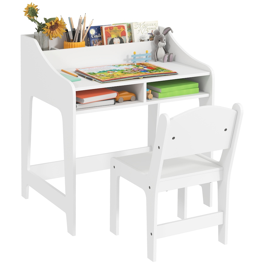 Image 976792.jpg, Product 976-792 / Price $111.99, Qaba Kids Desk and Chair Set, Study Table w/ Storage Shelves, White from Qaba on TSC.ca's Home & Garden department