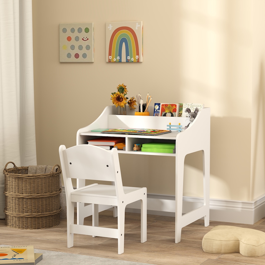 Image 976792_ALTMORE1.jpg, Product 976-792 / Price $111.99, Qaba Kids Desk and Chair Set, Study Table w/ Storage Shelves, White from Qaba on TSC.ca's Home & Garden department
