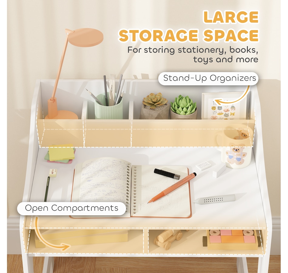 Image 976792_ALTMORE4.jpg, Product 976-792 / Price $129.99, Qaba Kids Desk and Chair Set, Study Table w/ Storage Shelves, White from Qaba on TSC.ca's Home & Garden department