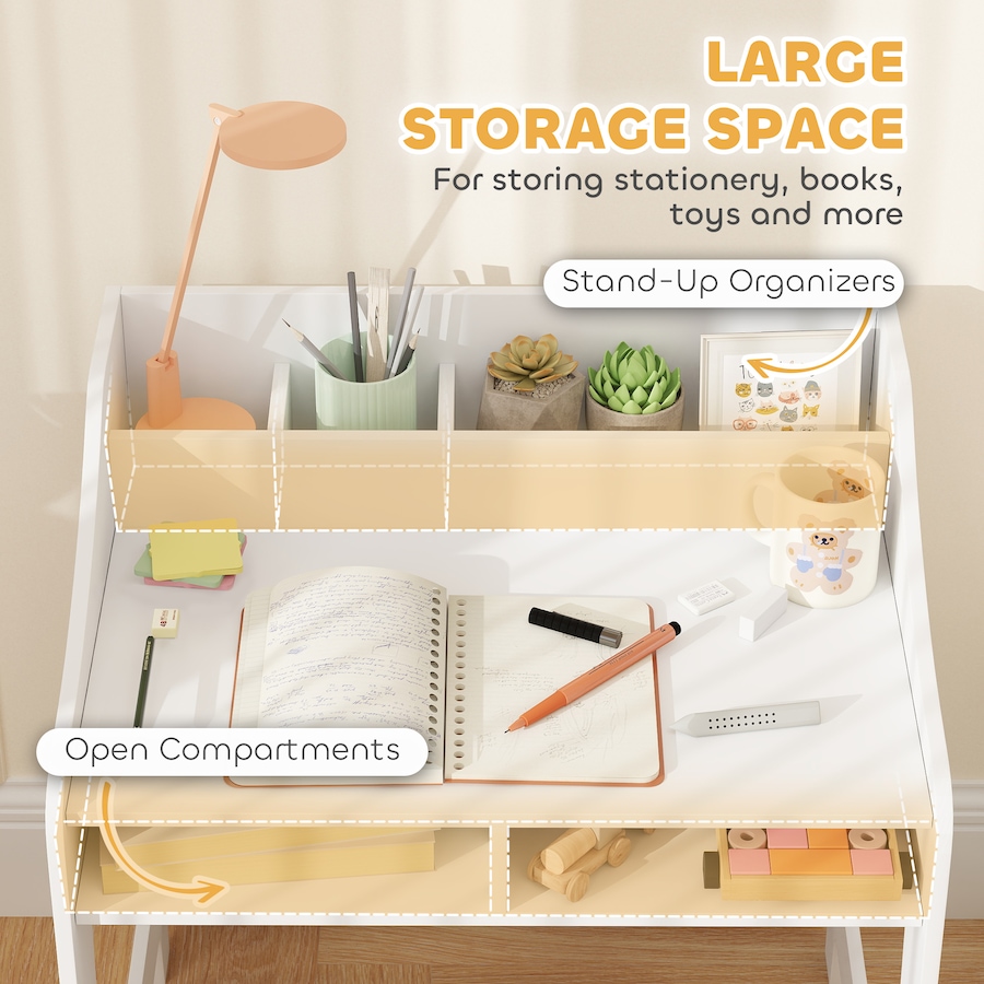 Image 976792_ALTMORE4.jpg, Product 976-792 / Price $111.99, Qaba Kids Desk and Chair Set, Study Table w/ Storage Shelves, White from Qaba on TSC.ca's Home & Garden department