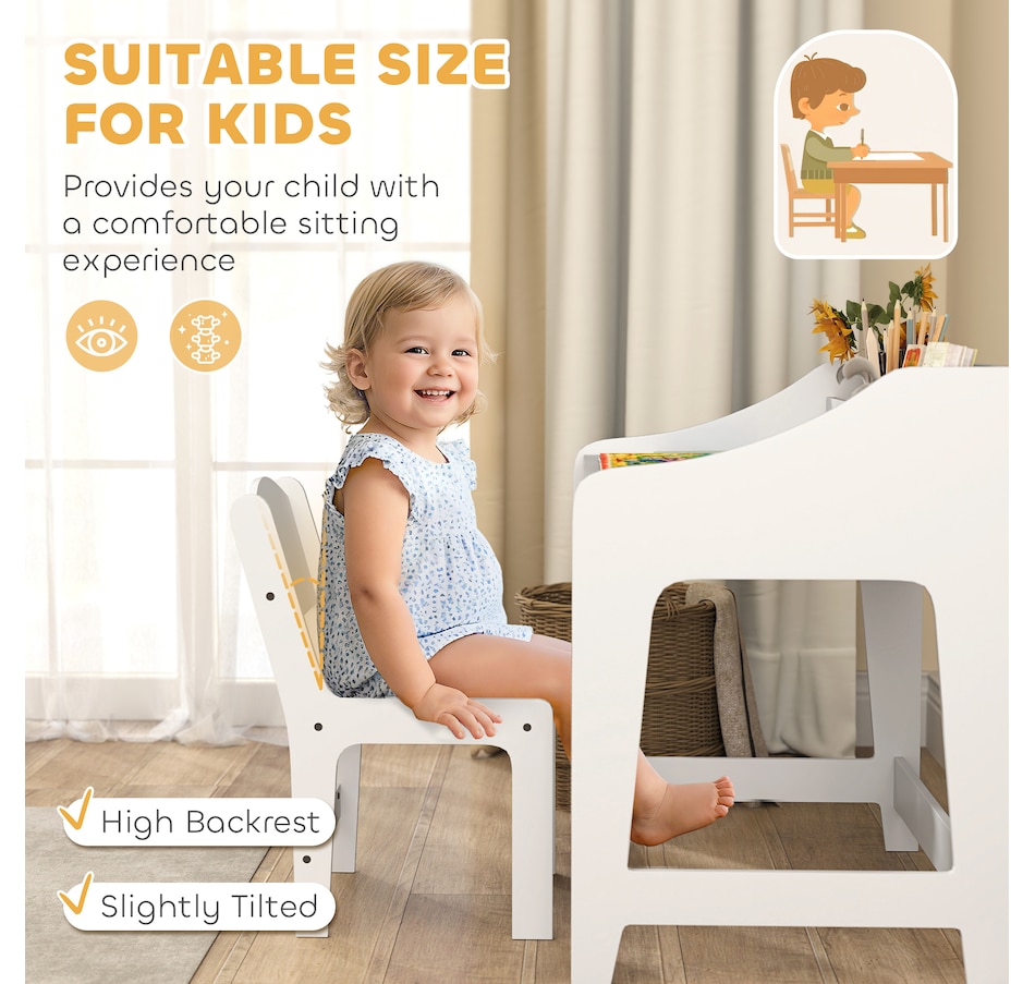 Image 976792_ALTMORE5.jpg, Product 976-792 / Price $129.99, Qaba Kids Desk and Chair Set, Study Table w/ Storage Shelves, White from Qaba on TSC.ca's Home & Garden department