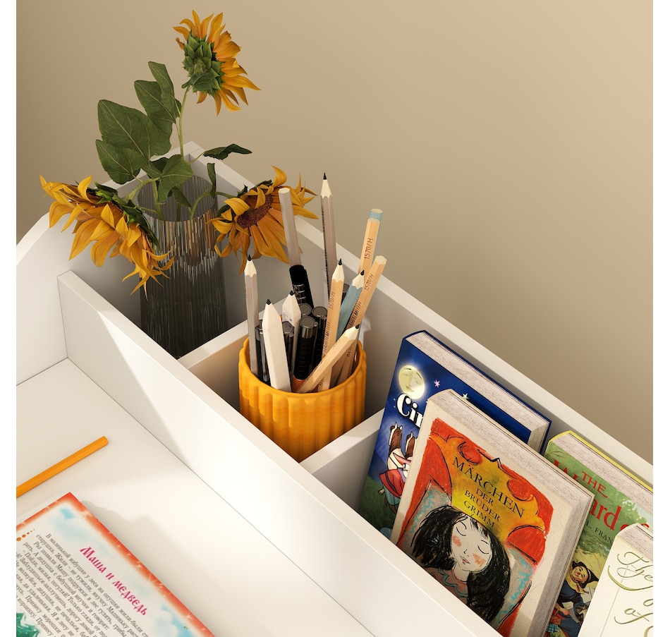 Image 976792_ALTMORE8.jpg, Product 976-792 / Price $129.99, Qaba Kids Desk and Chair Set, Study Table w/ Storage Shelves, White from Qaba on TSC.ca's Home & Garden department