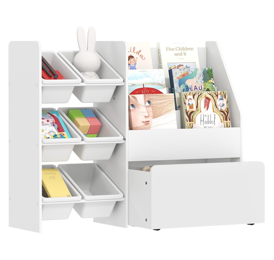 Image 976794.jpg, Product 976-794 / Price $133.99, Qaba Kids Bookshelf and Toy Storage, 3-Tier Bookcase with 6 Bins, White from Qaba on TSC.ca's Home & Garden department