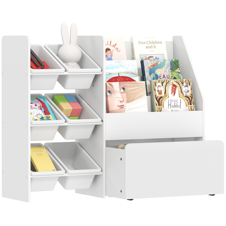 Image 976794.jpg, Product 976-794 / Price $124.99, Qaba Kids Bookshelf and Toy Storage, 3-Tier Bookcase with 6 Bins, White from Qaba on TSC.ca's Home & Garden department