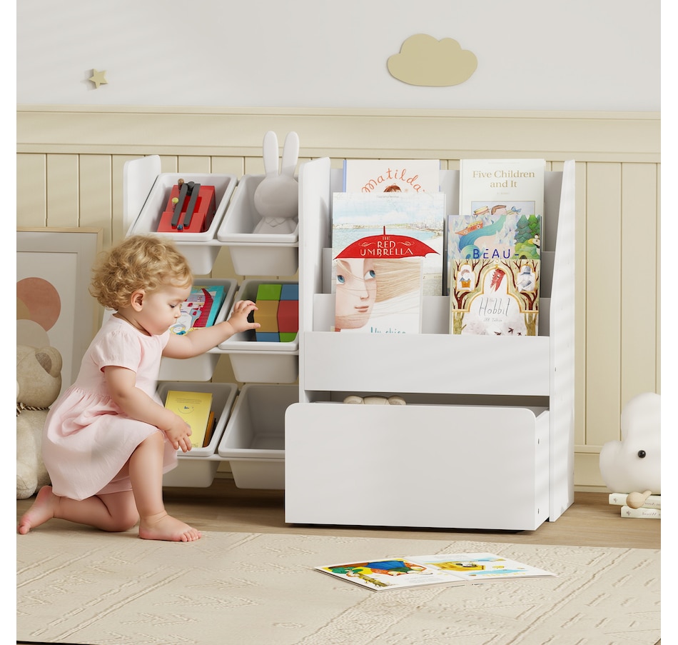 Image 976794_ALTMORE1.jpg, Product 976-794 / Price $133.99, Qaba Kids Bookshelf and Toy Storage, 3-Tier Bookcase with 6 Bins, White from Qaba on TSC.ca's Home & Garden department