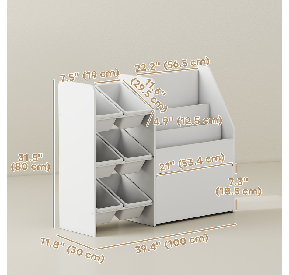 Image 976794_ALTMORE2.jpg, Product 976-794 / Price $133.99, Qaba Kids Bookshelf and Toy Storage, 3-Tier Bookcase with 6 Bins, White from Qaba on TSC.ca's Home & Garden department