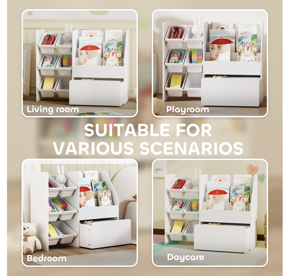Image 976794_ALTMORE5.jpg, Product 976-794 / Price $133.99, Qaba Kids Bookshelf and Toy Storage, 3-Tier Bookcase with 6 Bins, White from Qaba on TSC.ca's Home & Garden department