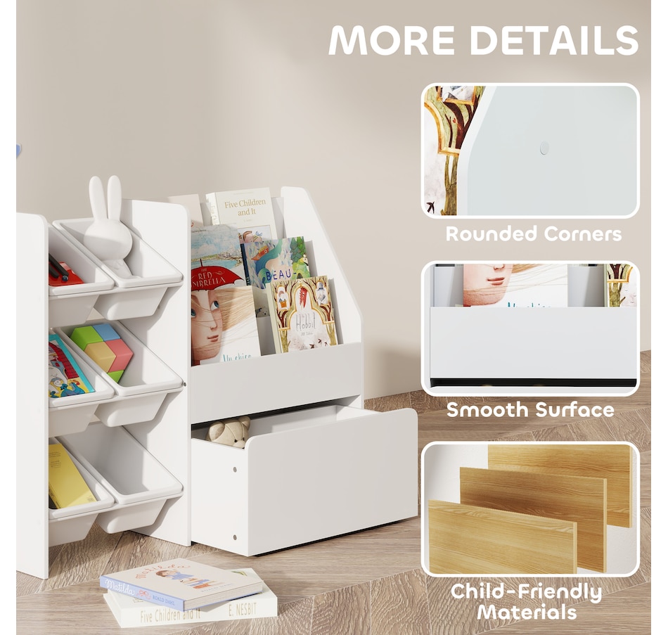 Image 976794_ALTMORE6.jpg, Product 976-794 / Price $133.99, Qaba Kids Bookshelf and Toy Storage, 3-Tier Bookcase with 6 Bins, White from Qaba on TSC.ca's Home & Garden department