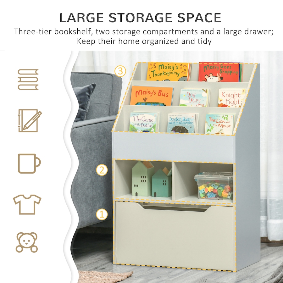 Image 976795_ALTMORE3.jpg, Product 976-795 / Price $113.99, HOMCOM Kids Bookcase Multi-Shelf Rack Organizer with Storage Drawer for Books for Reading Nook from HOMCOM on TSC.ca's Home & Garden department