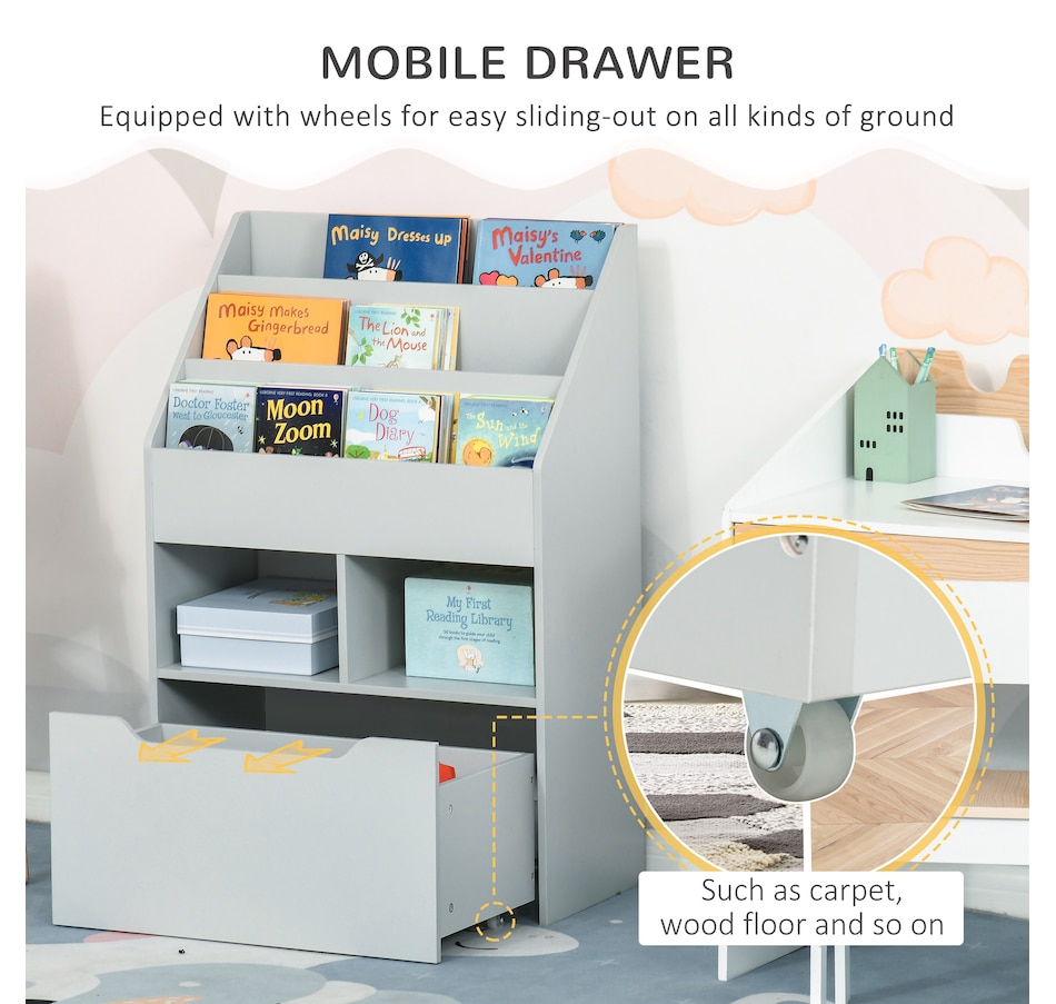 Image 976795_ALTMORE4.jpg, Product 976-795 / Price $117.99, HOMCOM Kids Bookcase Multi-Shelf Rack Organizer with Storage Drawer for Books for Reading Nook from HOMCOM on TSC.ca's Home & Garden department