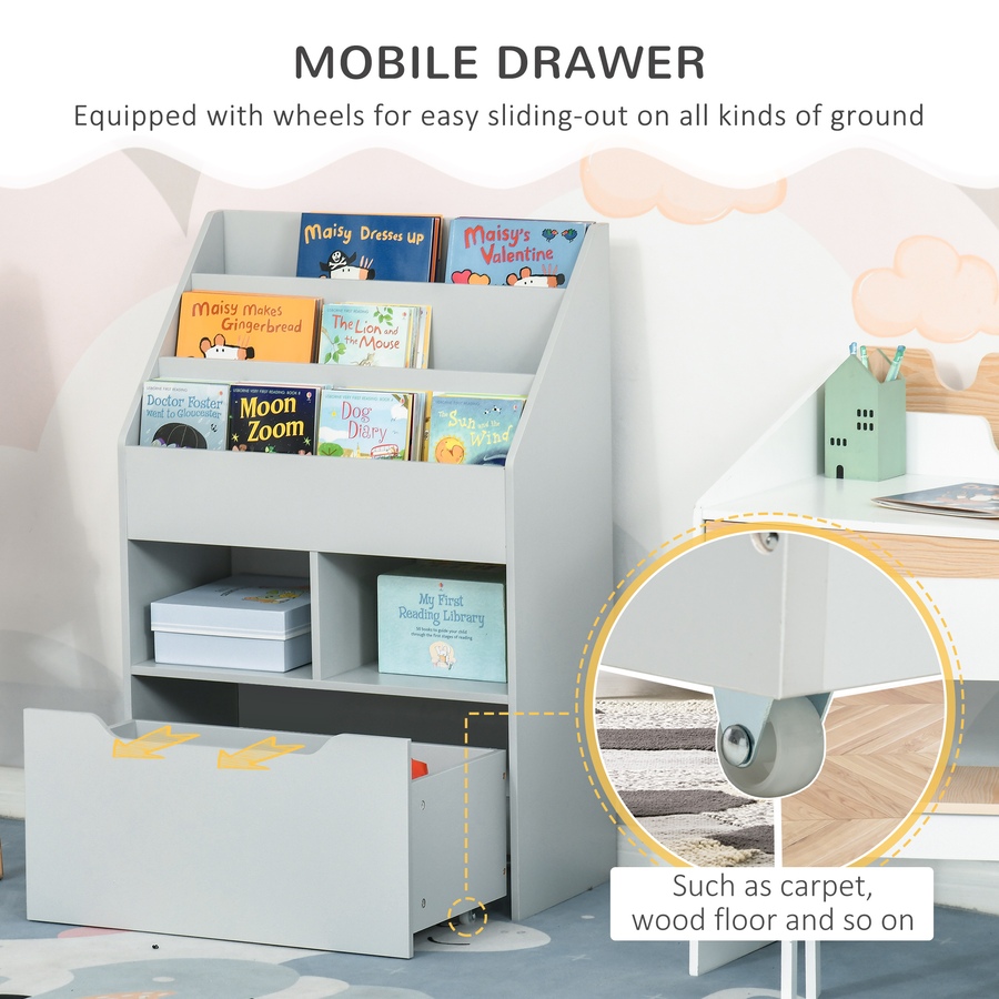 Image 976795_ALTMORE4.jpg, Product 976-795 / Price $113.99, HOMCOM Kids Bookcase Multi-Shelf Rack Organizer with Storage Drawer for Books for Reading Nook from HOMCOM on TSC.ca's Home & Garden department