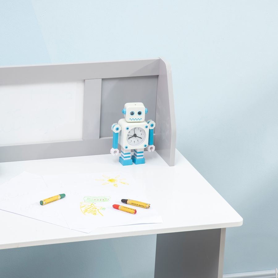 Image 976797_ALTMORE8.jpg, Product 976-797 / Price $139.99, Qaba 2Pcs Kids Desk and Chair Set with Whiteboard, Storage, Shelves, Grey from Qaba on TSC.ca's Home & Garden department