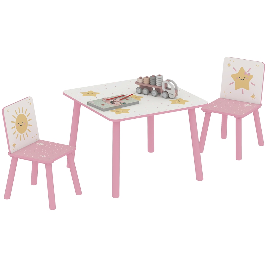 Image 976801.jpg, Product 976-801 / Price $75.99, Qaba 3-Piece Kids Table and Chair Set for Boys and Girls Aged 3-8, Pink from Qaba on TSC.ca's Home & Garden department