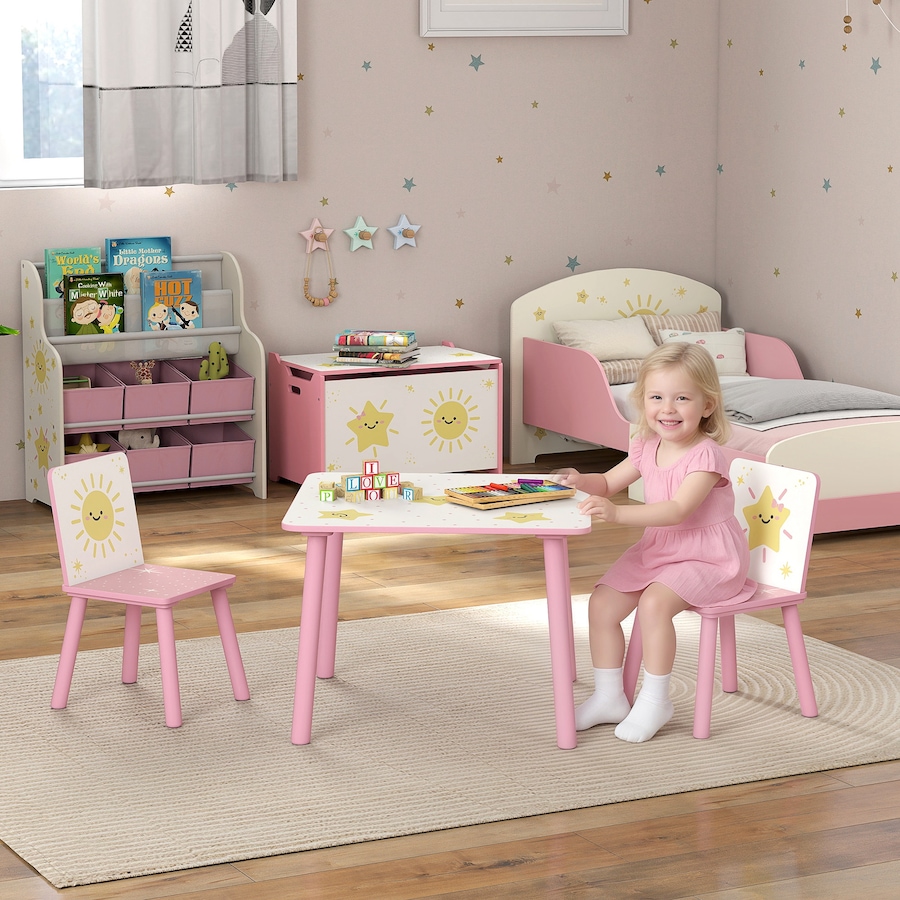 Image 976801_ALTMORE1.jpg, Product 976-801 / Price $75.99, Qaba 3-Piece Kids Table and Chair Set for Boys and Girls Aged 3-8, Pink from Qaba on TSC.ca's Home & Garden department