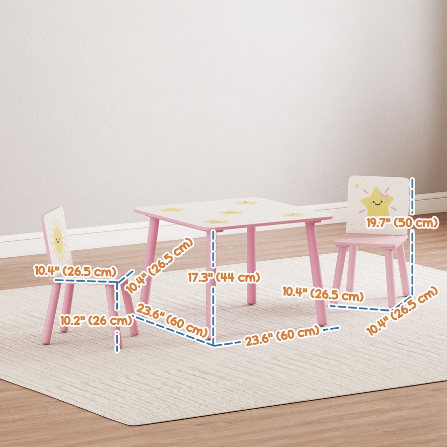 Image 976801_ALTMORE2.jpg, Product 976-801 / Price $75.99, Qaba 3-Piece Kids Table and Chair Set for Boys and Girls Aged 3-8, Pink from Qaba on TSC.ca's Home & Garden department
