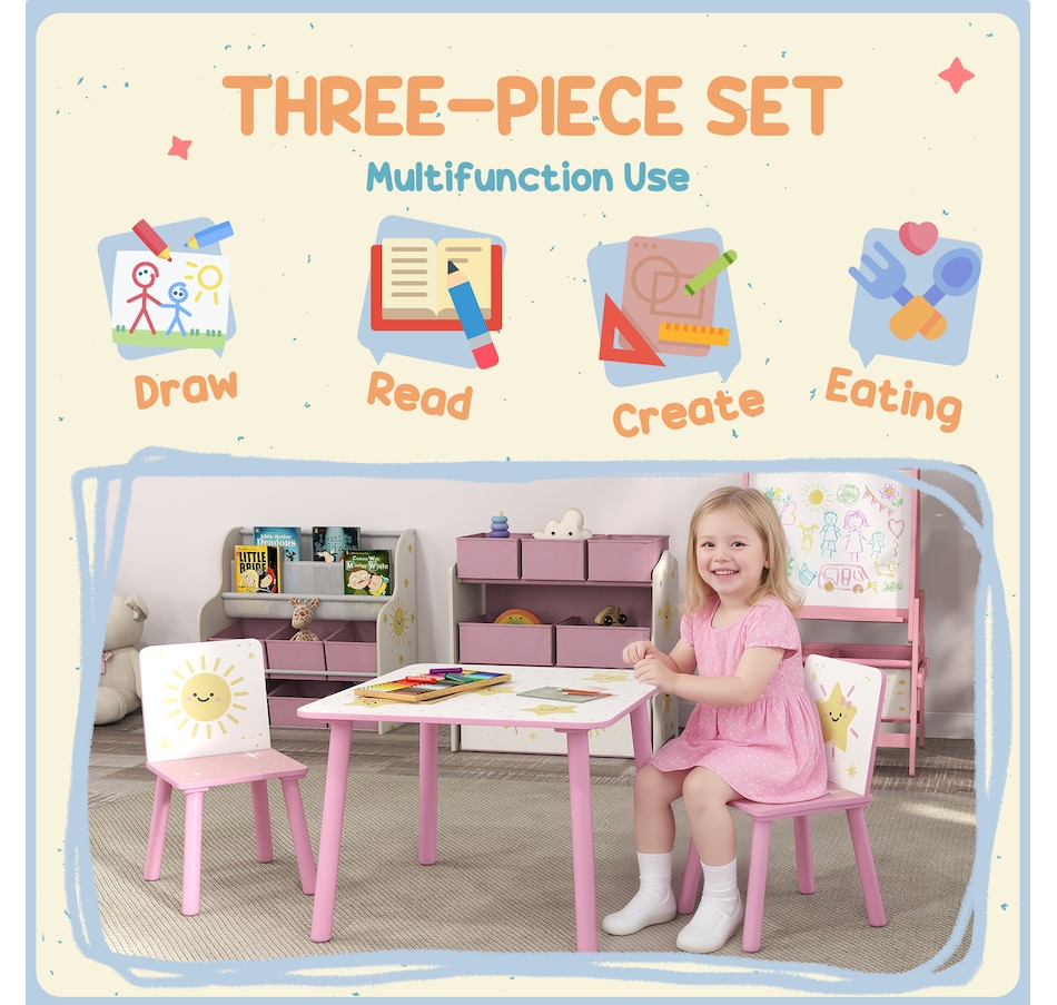Image 976801_ALTMORE3.jpg, Product 976-801 / Price $76.99, Qaba 3-Piece Kids Table and Chair Set for Boys and Girls Aged 3-8, Pink from Qaba on TSC.ca's Home & Garden department