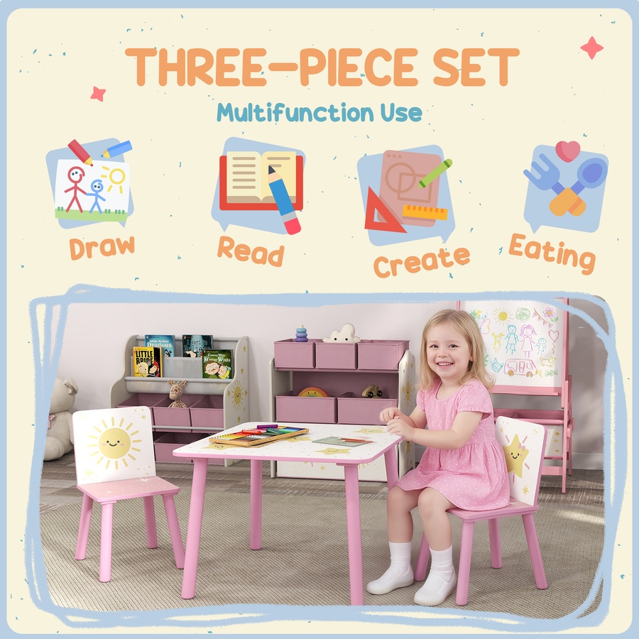 Image 976801_ALTMORE3.jpg, Product 976-801 / Price $75.99, Qaba 3-Piece Kids Table and Chair Set for Boys and Girls Aged 3-8, Pink from Qaba on TSC.ca's Home & Garden department
