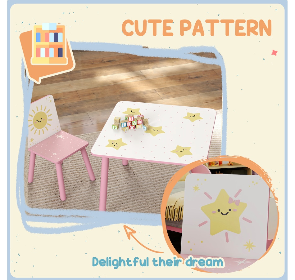 Image 976801_ALTMORE4.jpg, Product 976-801 / Price $76.99, Qaba 3-Piece Kids Table and Chair Set for Boys and Girls Aged 3-8, Pink from Qaba on TSC.ca's Home & Garden department