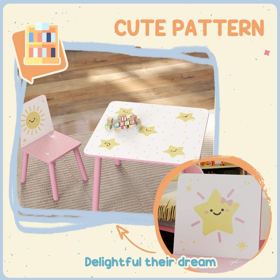 Image 976801_ALTMORE4.jpg, Product 976-801 / Price $75.99, Qaba 3-Piece Kids Table and Chair Set for Boys and Girls Aged 3-8, Pink from Qaba on TSC.ca's Home & Garden department